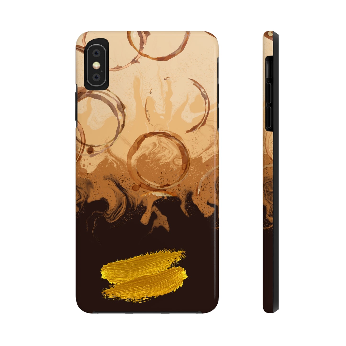 Abstract Coffee & Gold Brushstrokes - iPhone Case