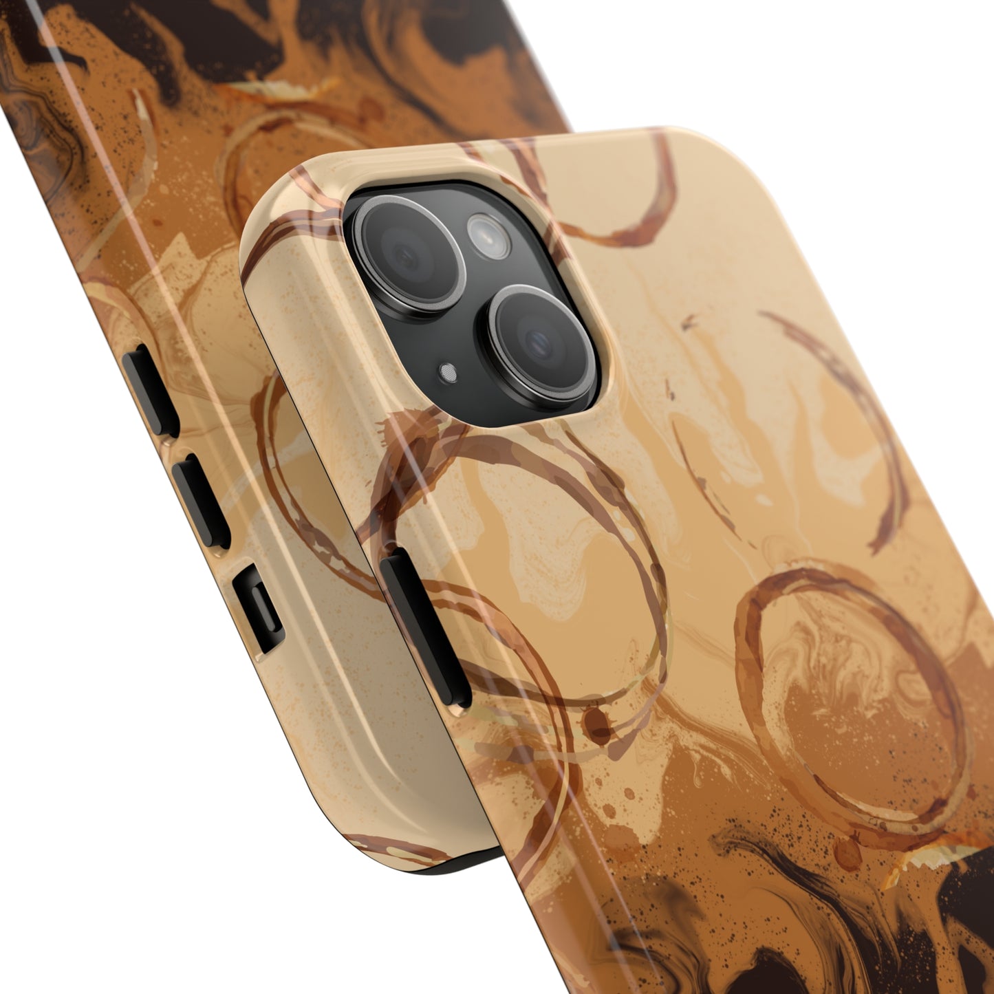Abstract Coffee & Gold Brushstrokes - iPhone Case
