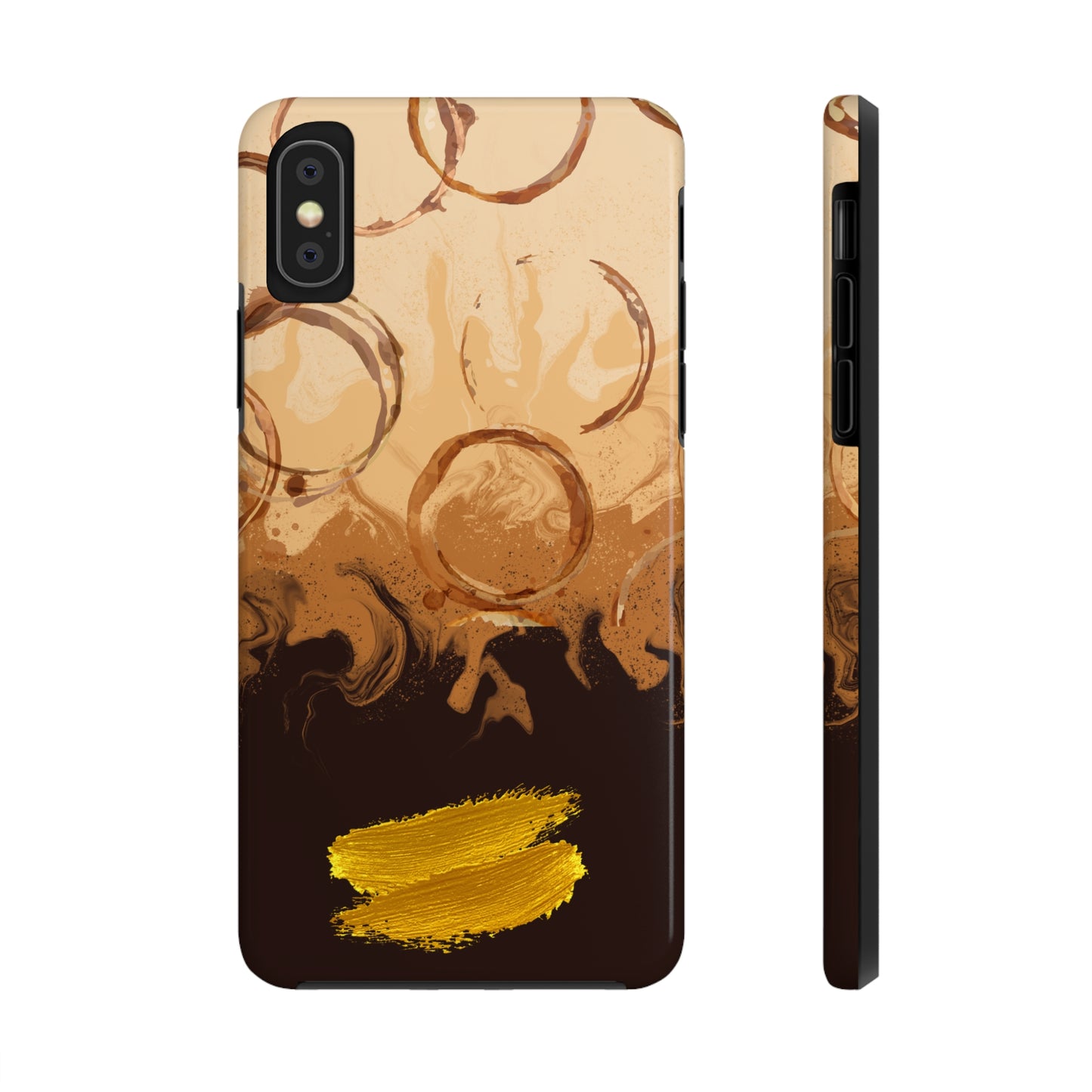 Abstract Coffee & Gold Brushstrokes - iPhone Case