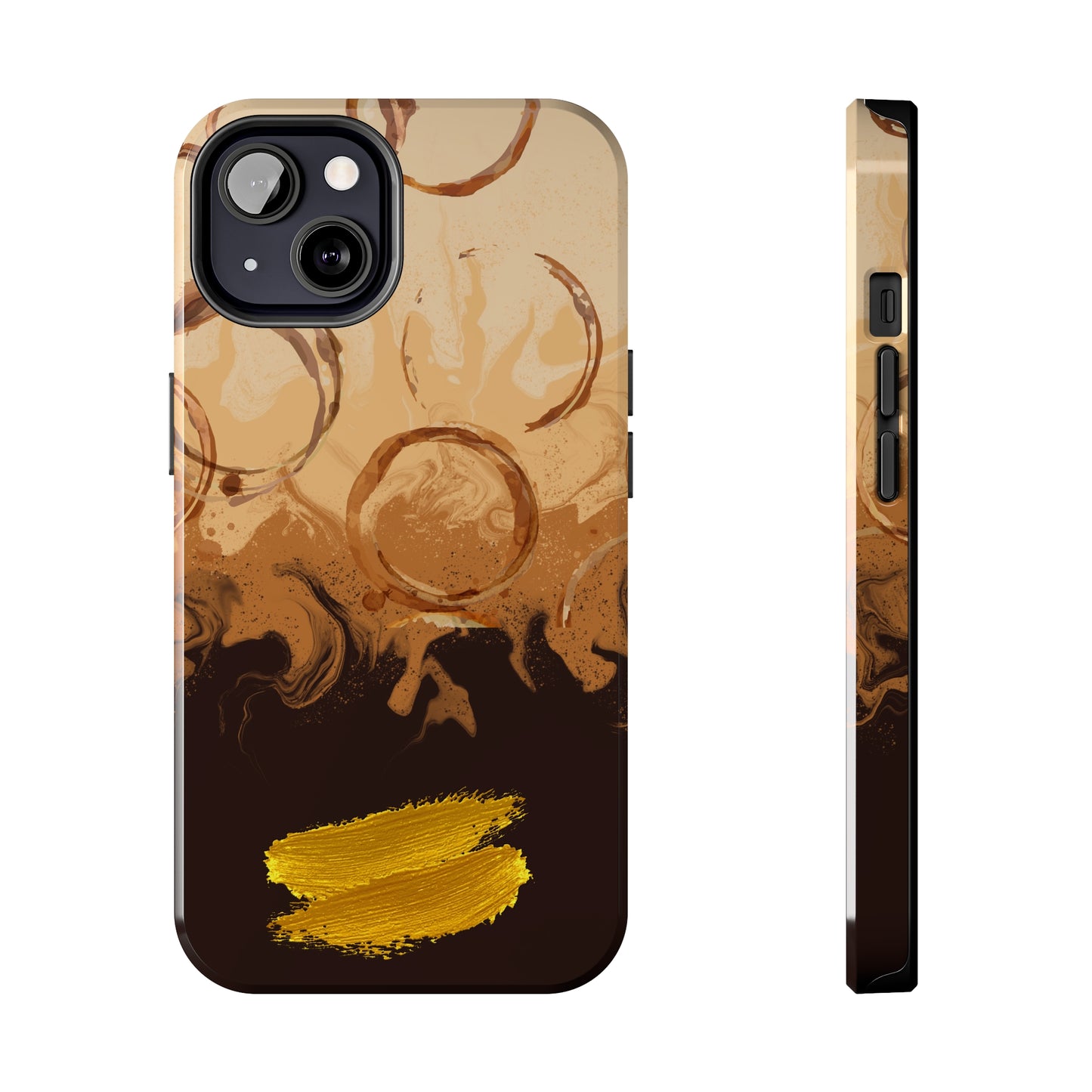 Abstract Coffee & Gold Brushstrokes - iPhone Case