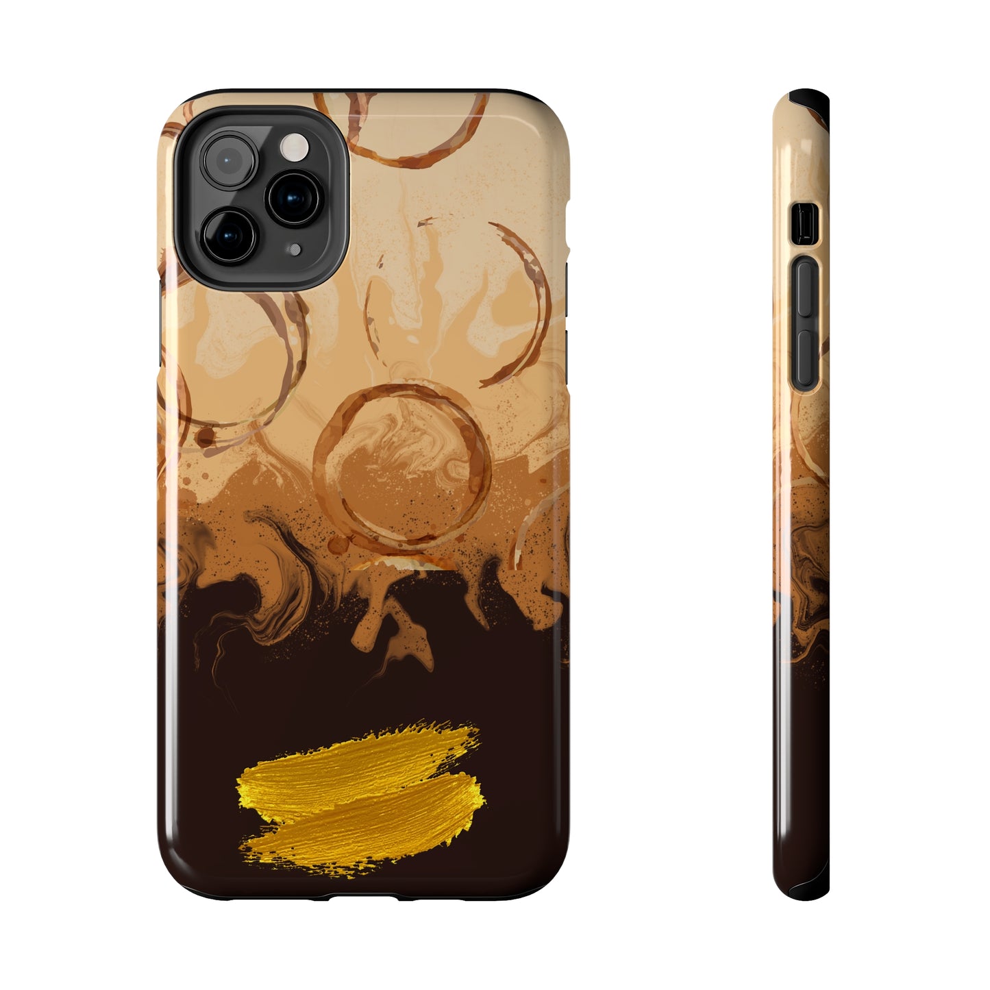 Abstract Coffee & Gold Brushstrokes - iPhone Case