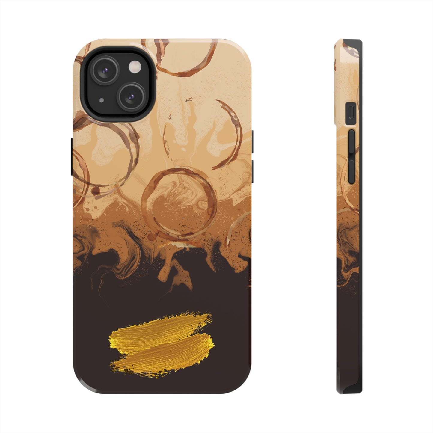 Abstract Coffee & Gold Brushstrokes - iPhone Case