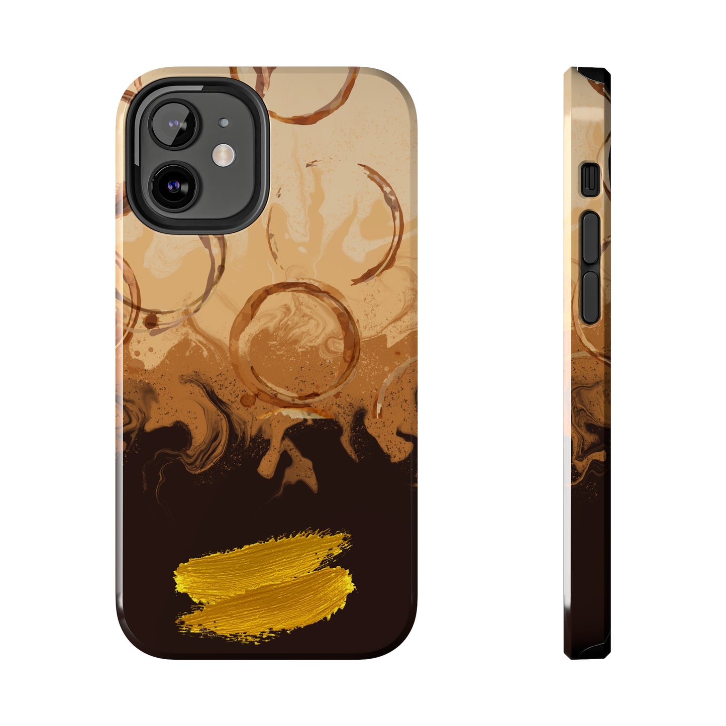 Abstract Coffee & Gold Brushstrokes - iPhone Case
