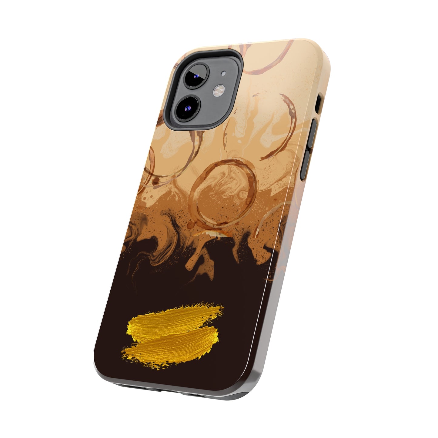 Abstract Coffee & Gold Brushstrokes - iPhone Case