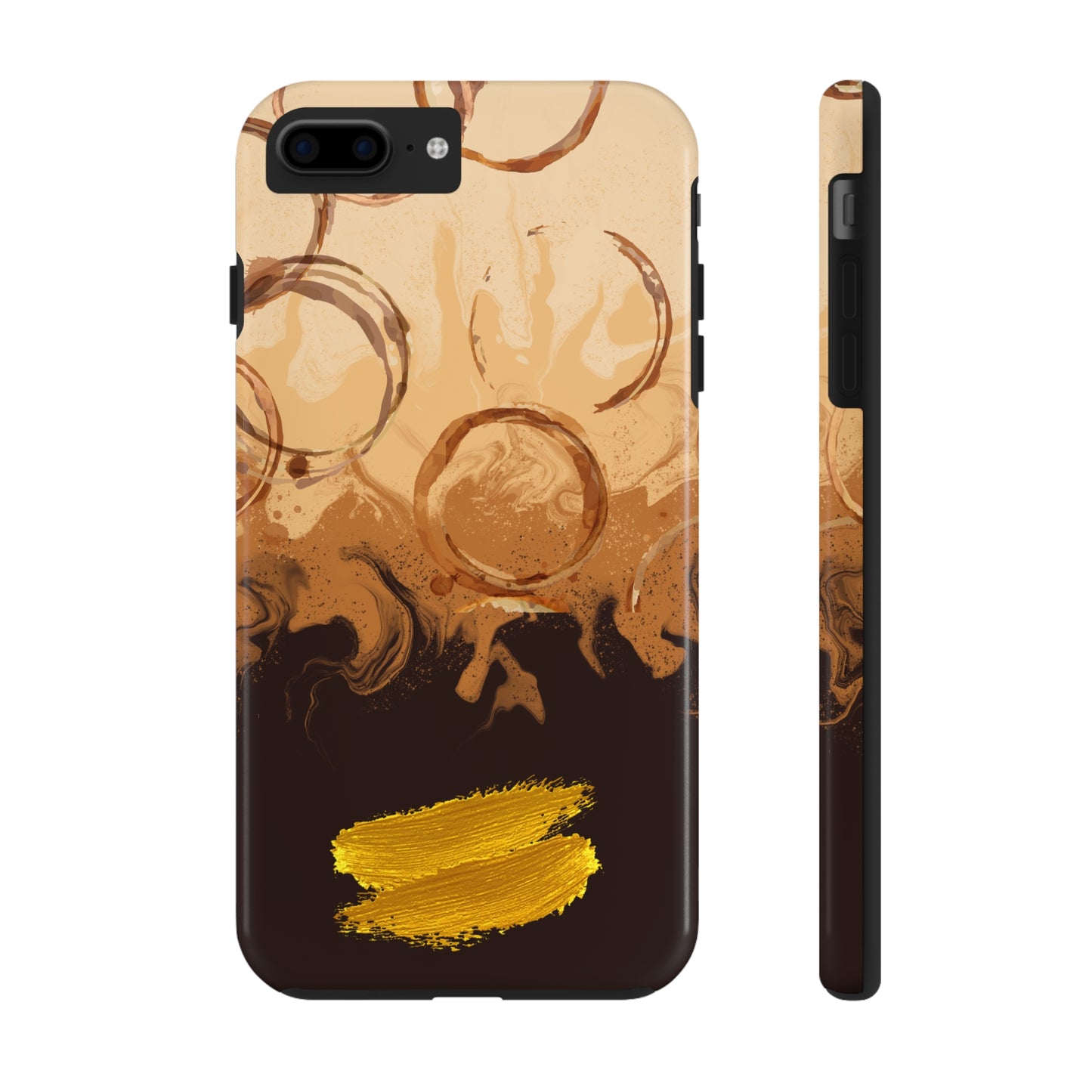 Abstract Coffee & Gold Brushstrokes - iPhone Case