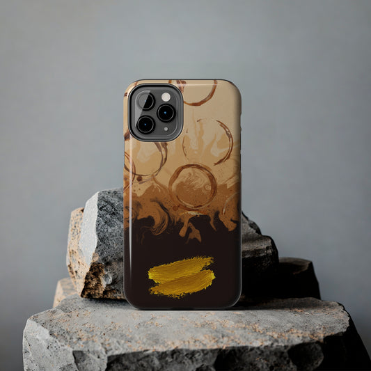 Abstract Coffee & Gold Brushstrokes - iPhone Case