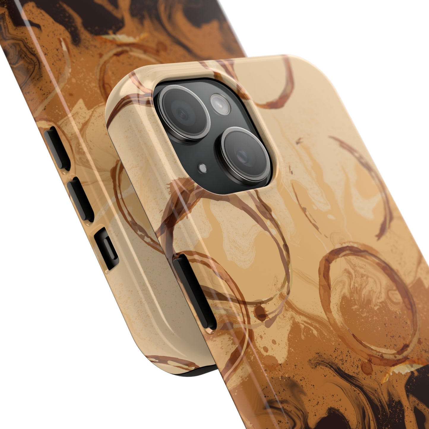 Abstract Coffee & Gold Brushstrokes - iPhone Case