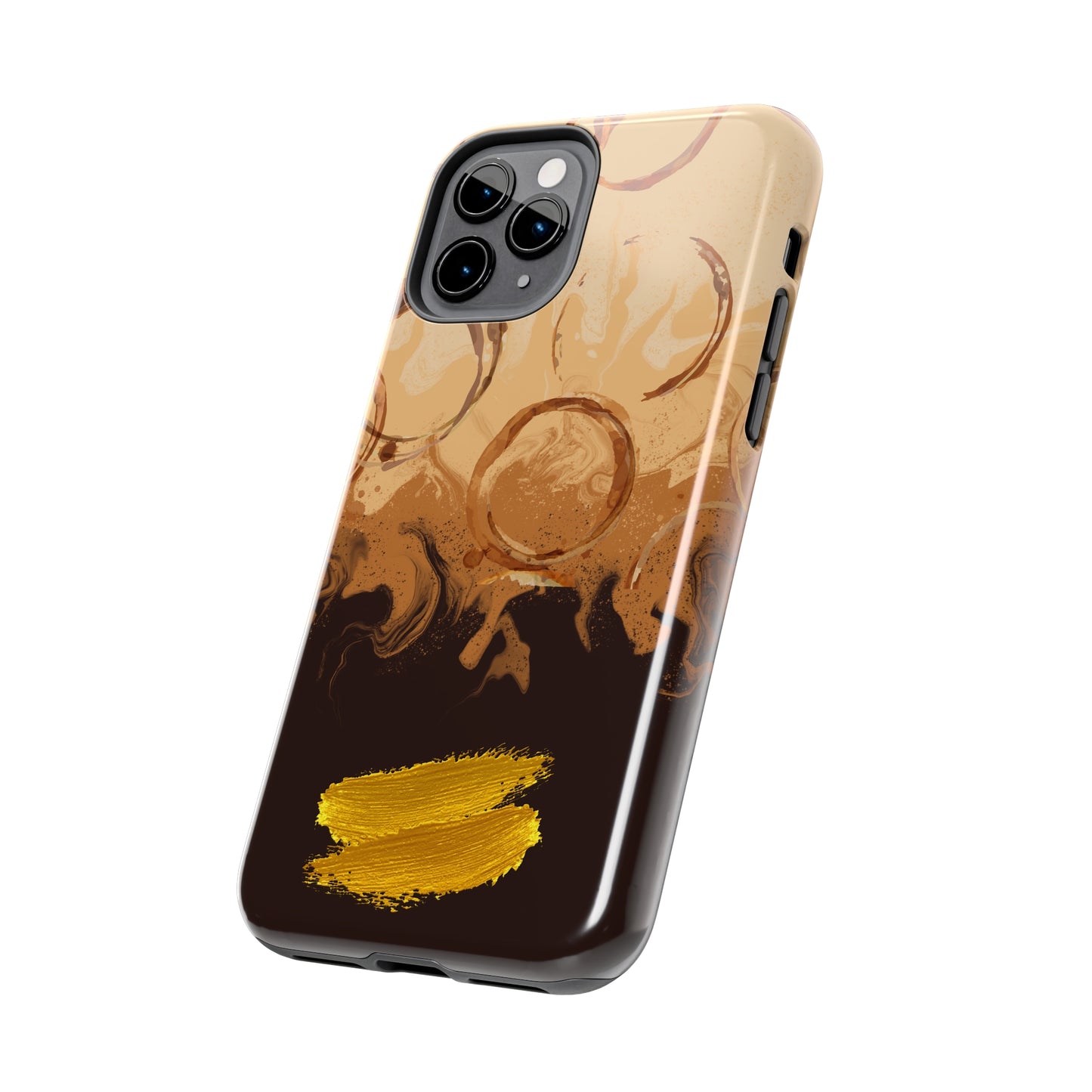 Abstract Coffee & Gold Brushstrokes - iPhone Case