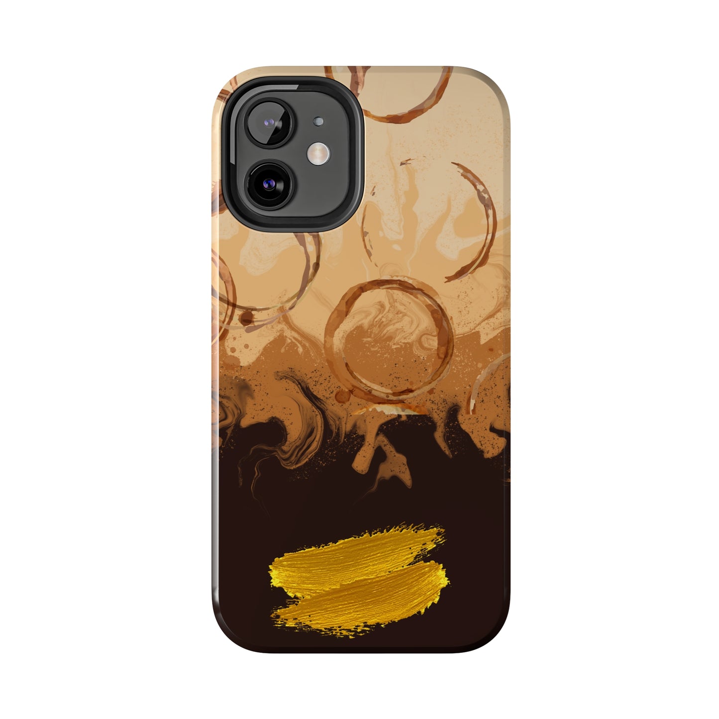 Abstract Coffee & Gold Brushstrokes - iPhone Case