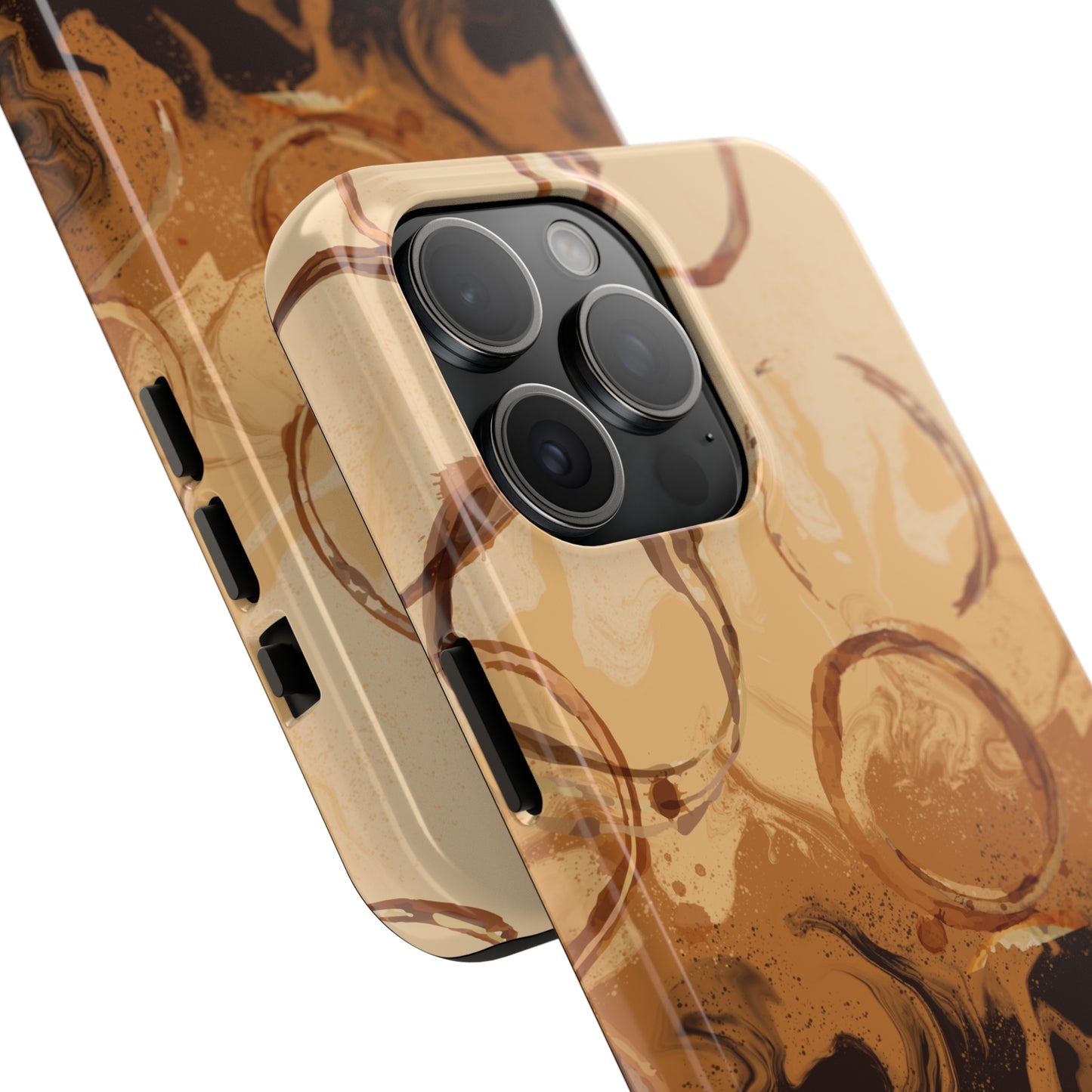 Abstract Coffee & Gold Brushstrokes - iPhone Case