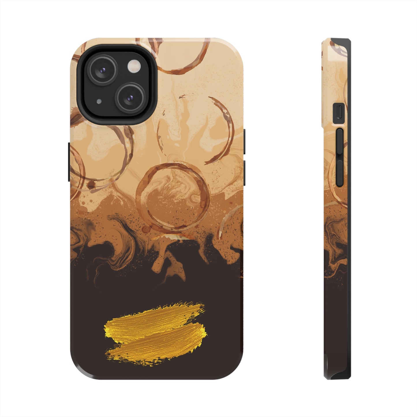 Abstract Coffee & Gold Brushstrokes - iPhone Case