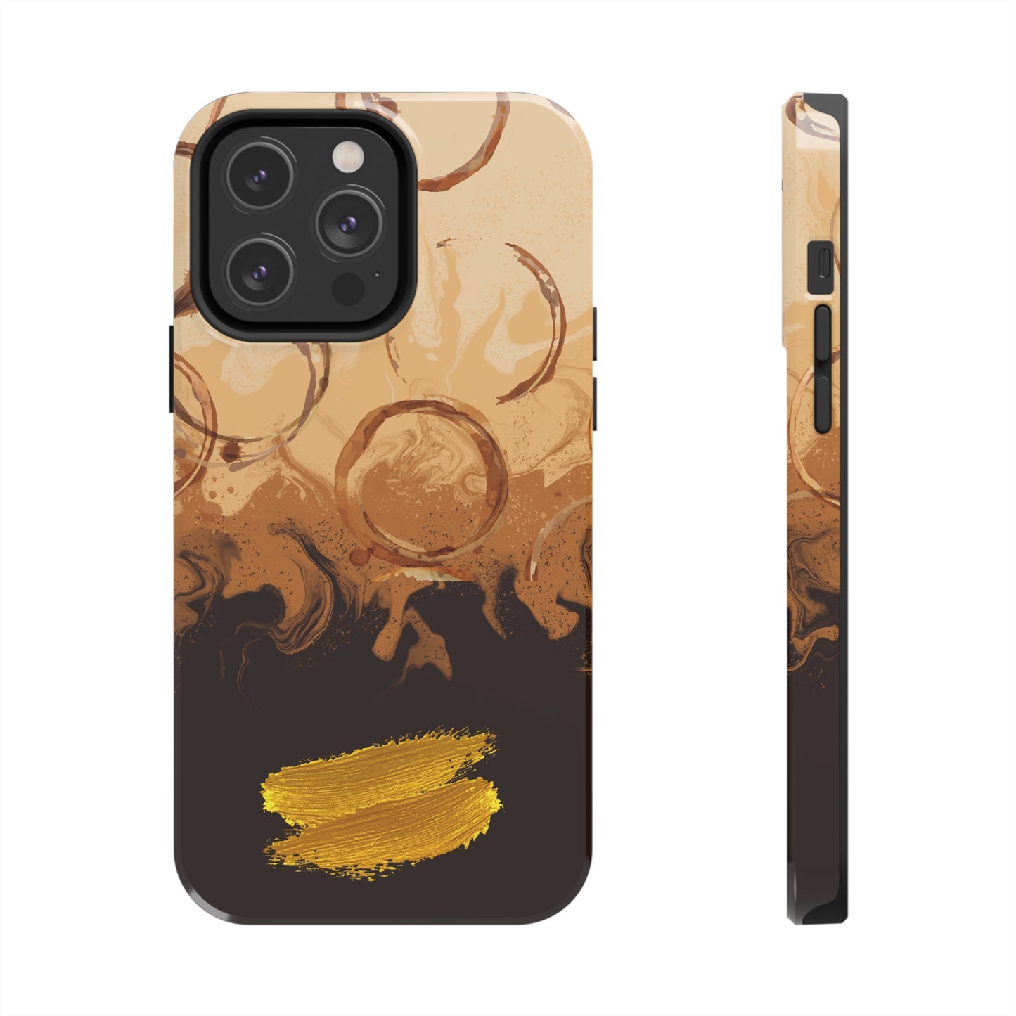Abstract Coffee & Gold Brushstrokes - iPhone Case