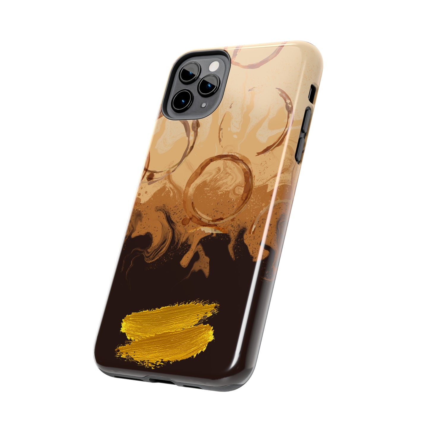 Abstract Coffee & Gold Brushstrokes - iPhone Case
