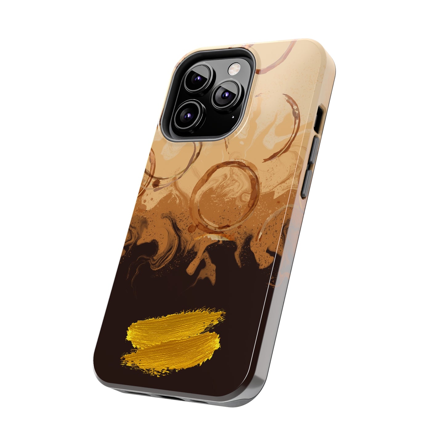 Abstract Coffee & Gold Brushstrokes - iPhone Case