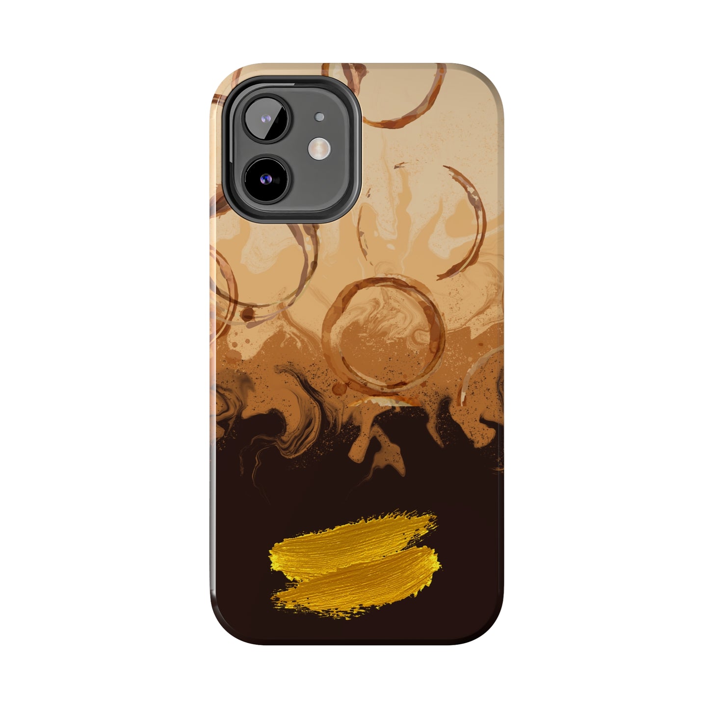 Abstract Coffee & Gold Brushstrokes - iPhone Case