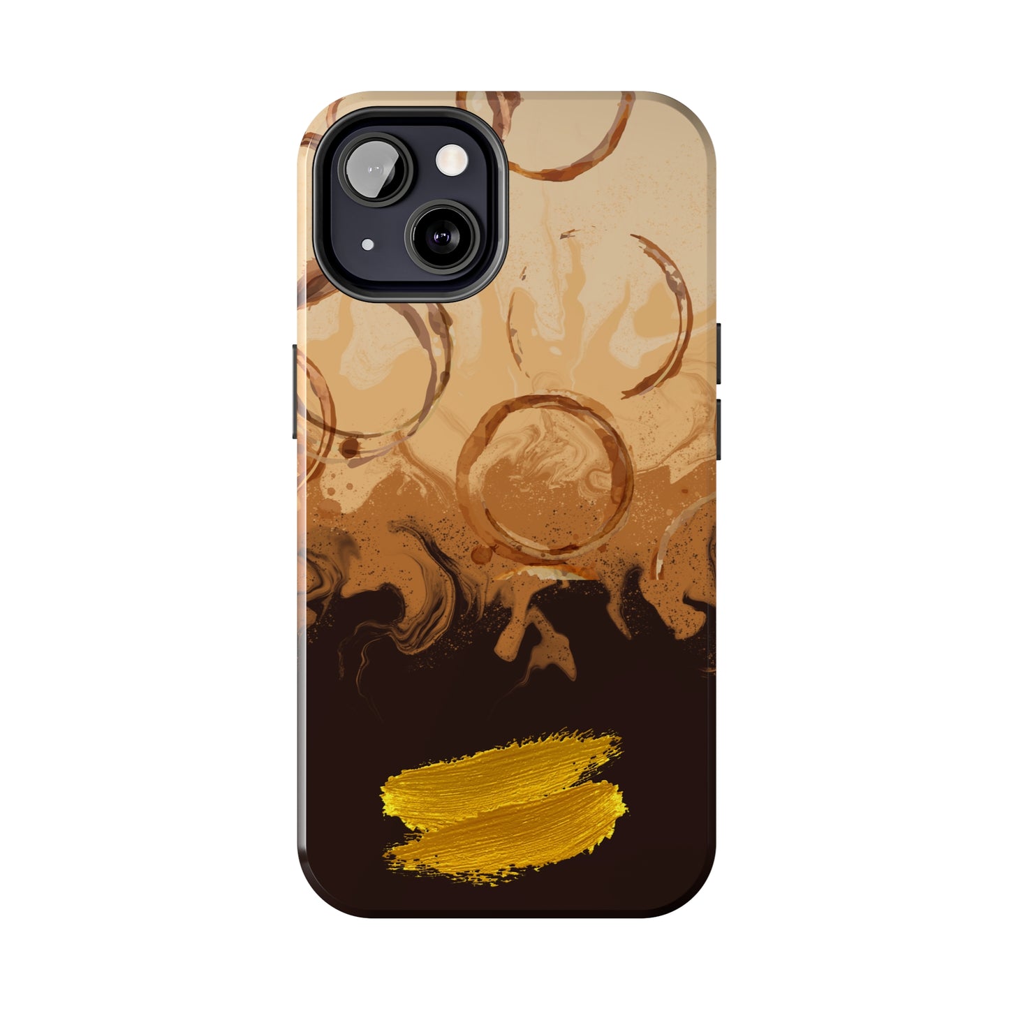 Abstract Coffee & Gold Brushstrokes - iPhone Case