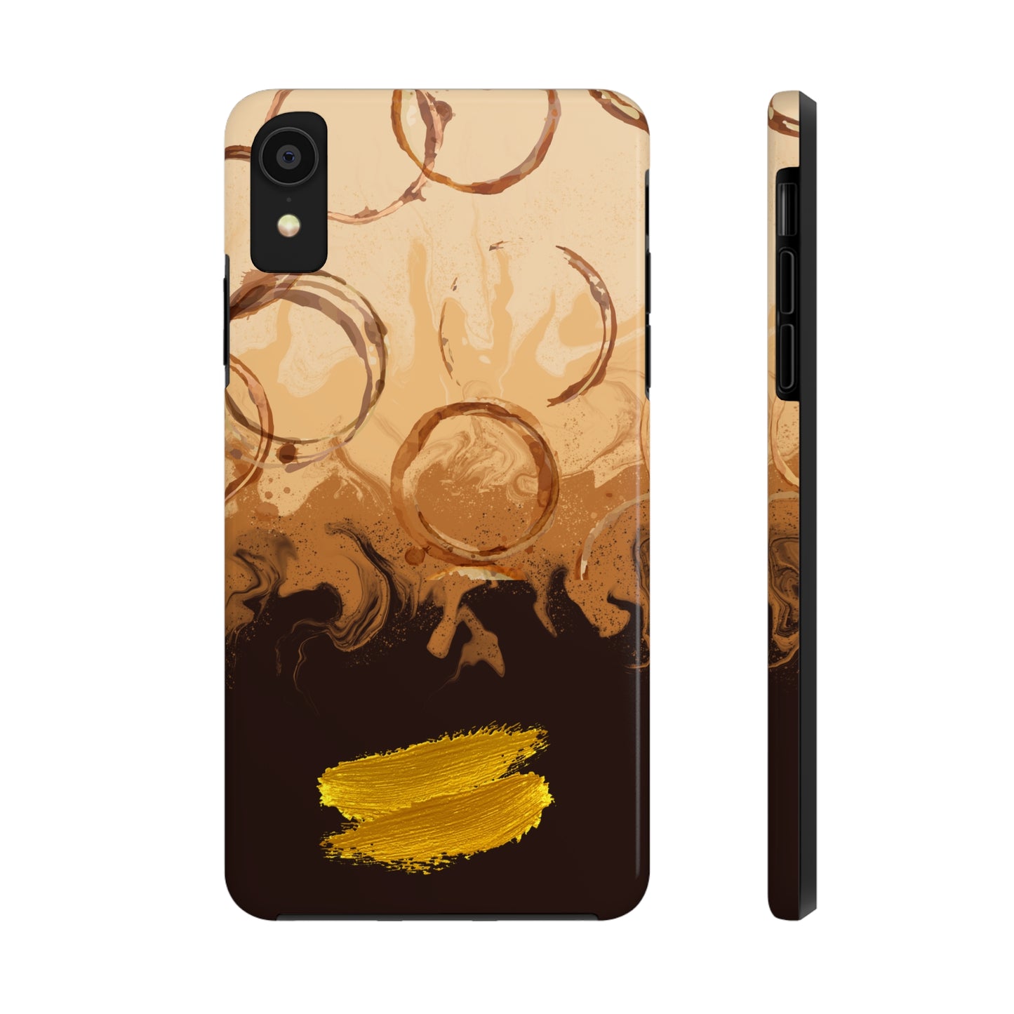 Abstract Coffee & Gold Brushstrokes - iPhone Case