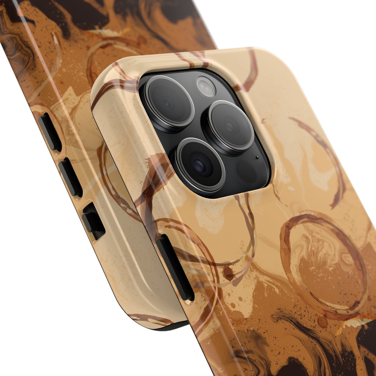 Abstract Coffee & Gold Brushstrokes - iPhone Case