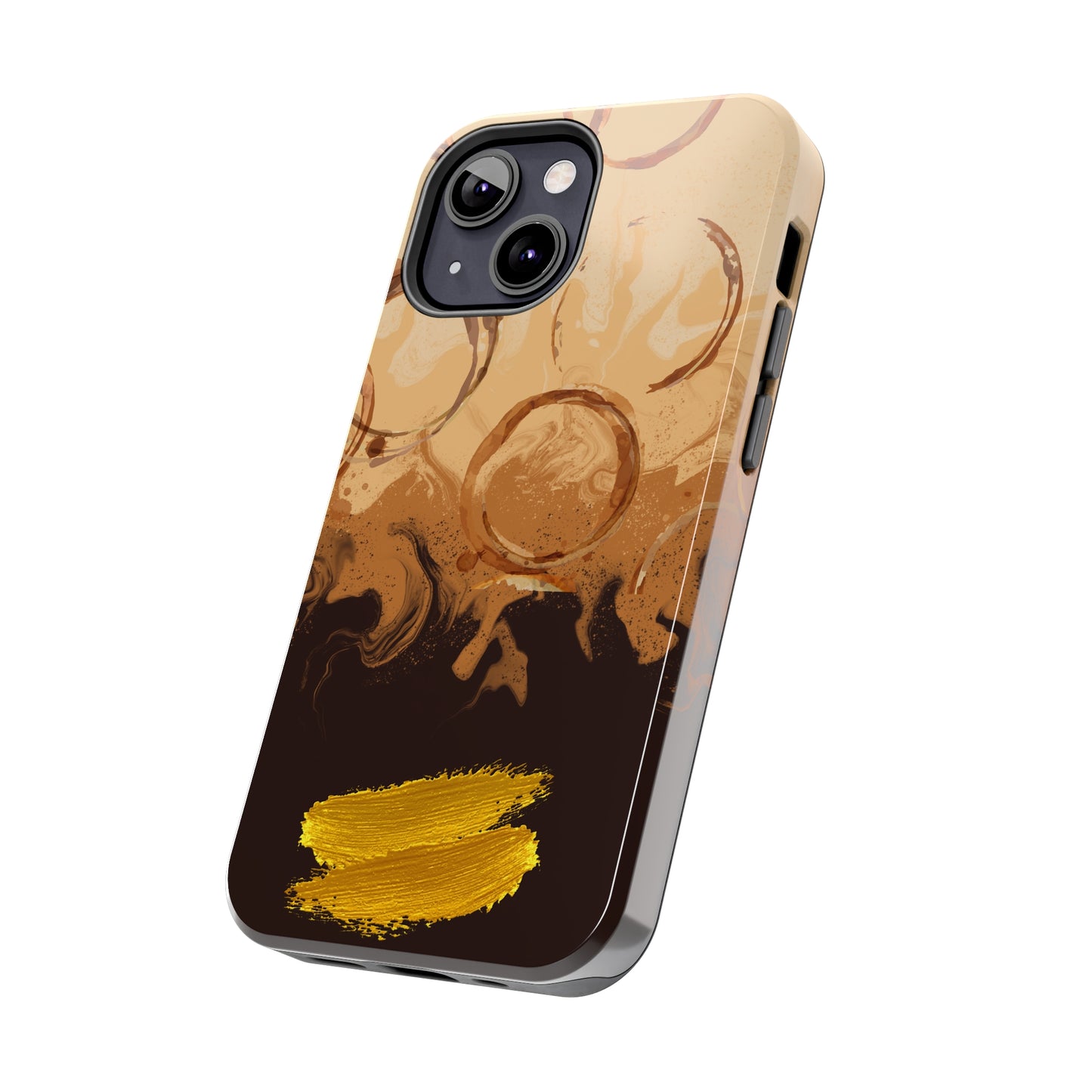 Abstract Coffee & Gold Brushstrokes - iPhone Case