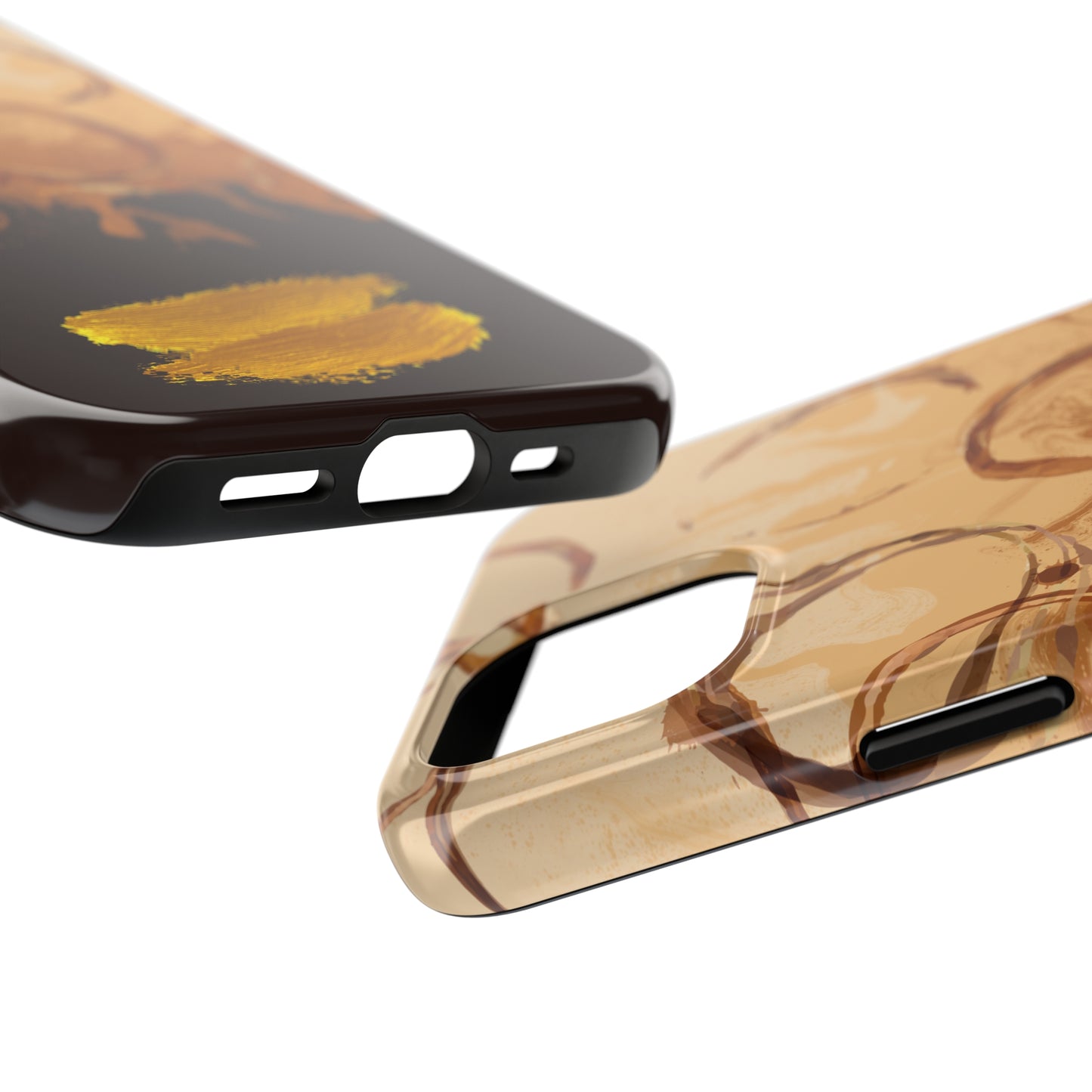 Abstract Coffee & Gold Brushstrokes - iPhone Case