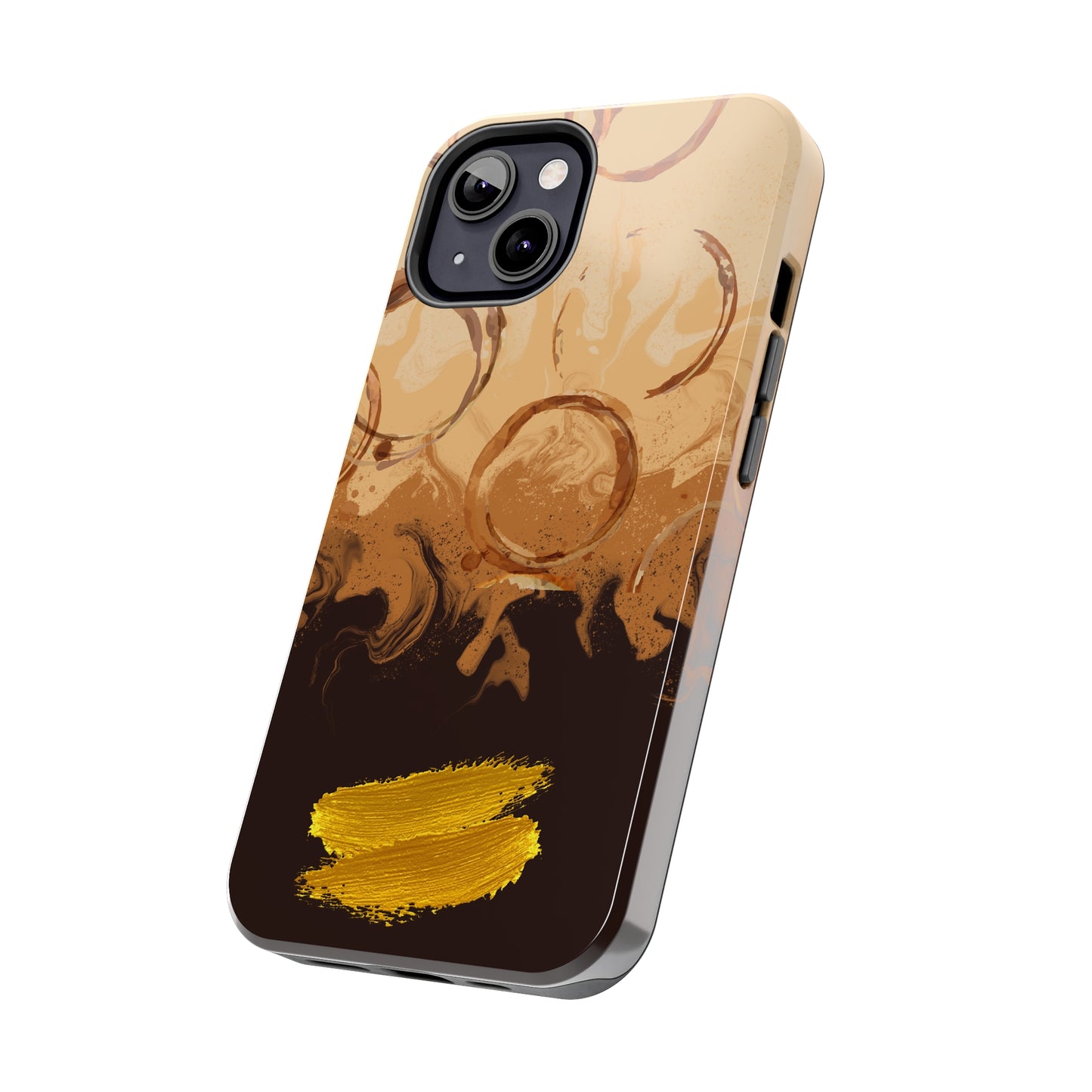 Abstract Coffee & Gold Brushstrokes - iPhone Case
