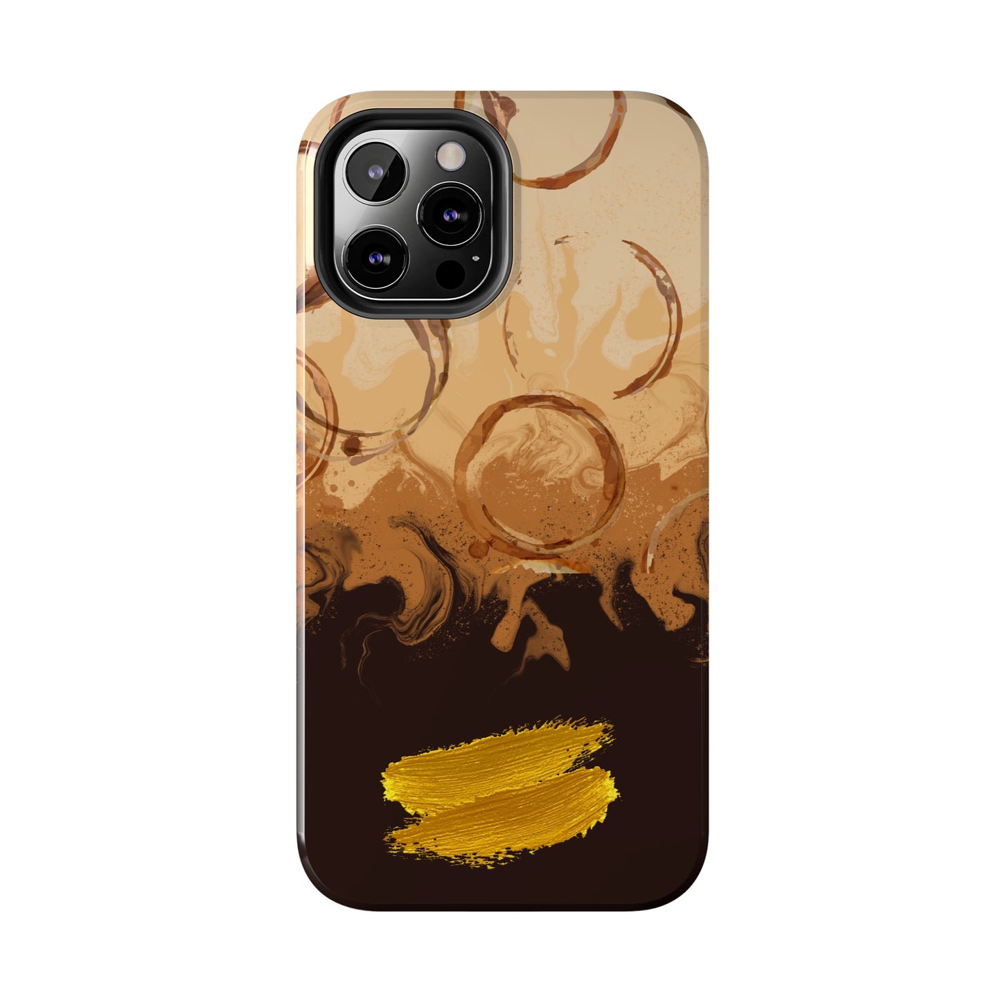 Abstract Coffee & Gold Brushstrokes - iPhone Case