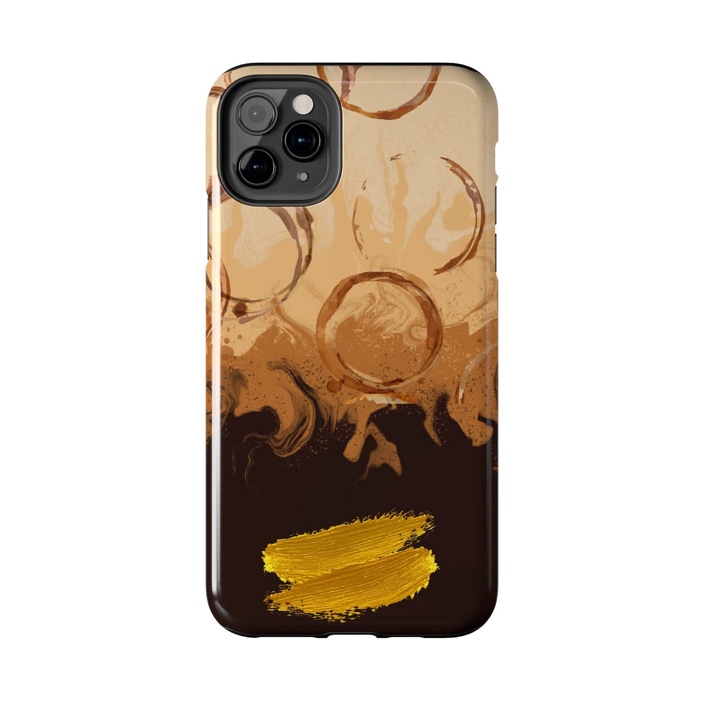 Abstract Coffee & Gold Brushstrokes - iPhone Case