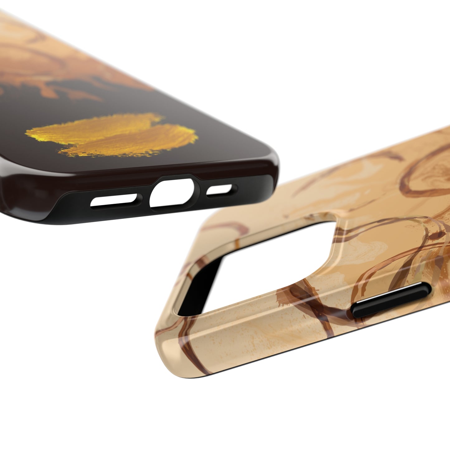 Abstract Coffee & Gold Brushstrokes - iPhone Case