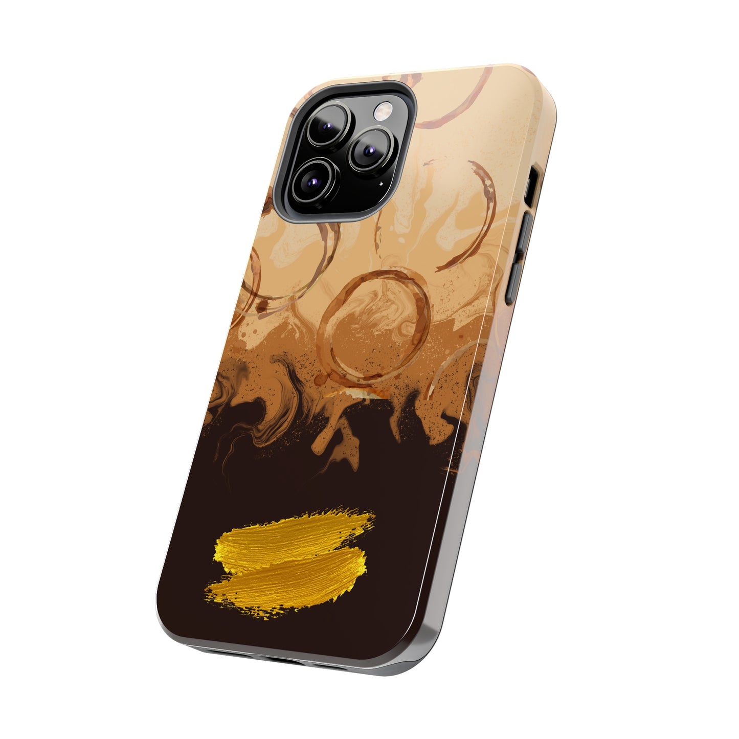 Abstract Coffee & Gold Brushstrokes - iPhone Case