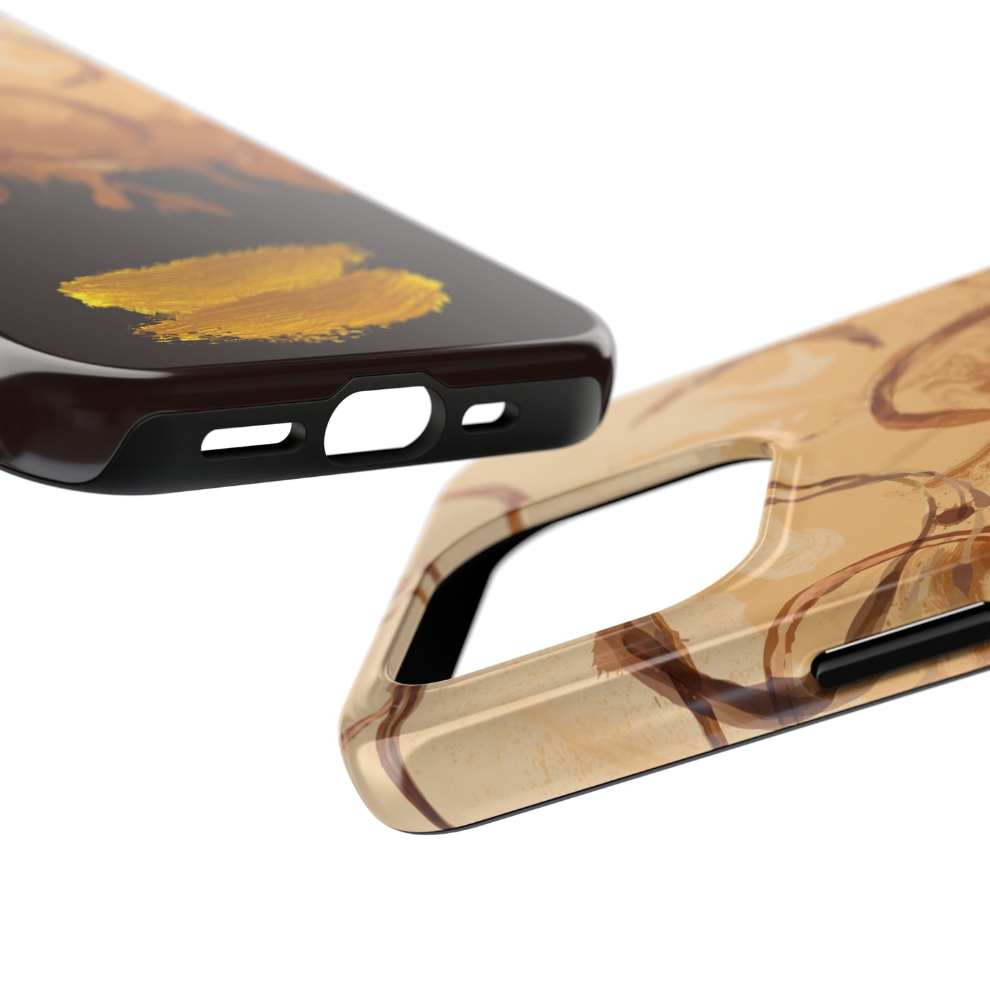 Abstract Coffee & Gold Brushstrokes - iPhone Case