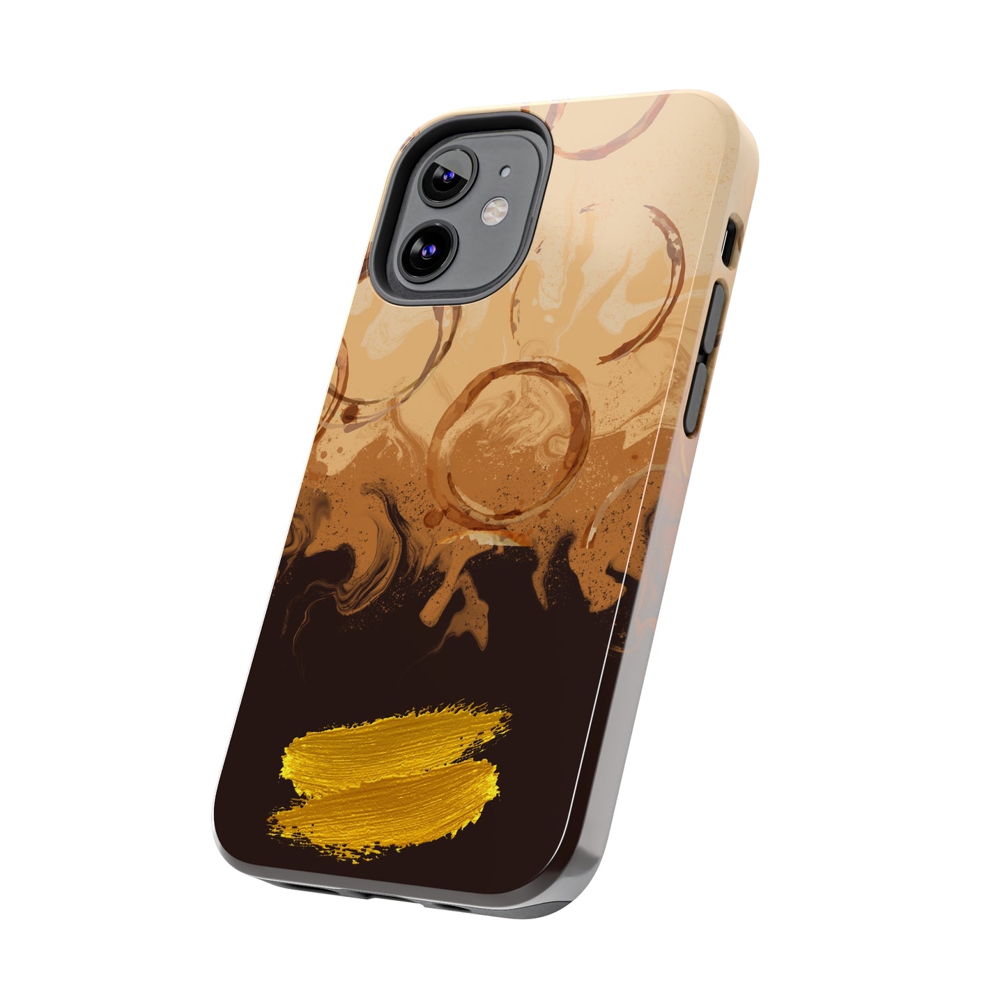 Abstract Coffee & Gold Brushstrokes - iPhone Case
