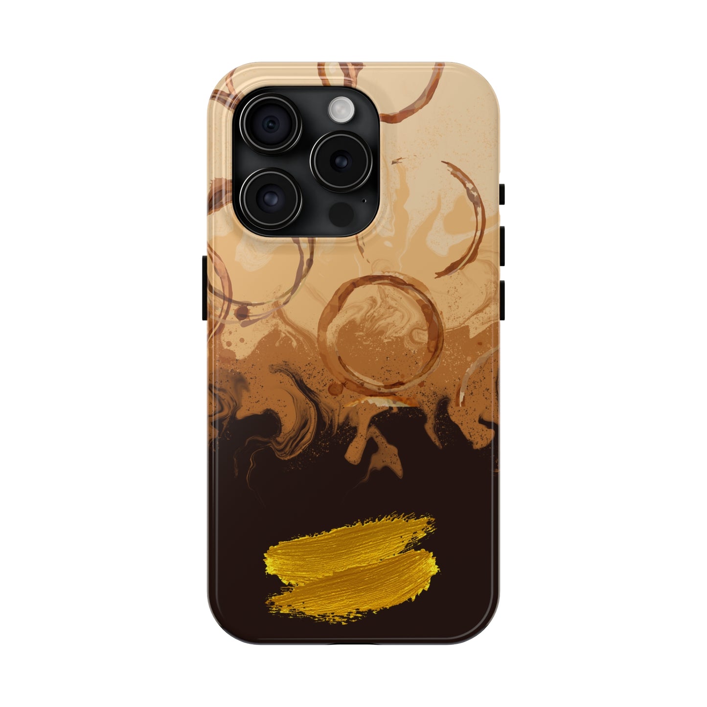 Abstract Coffee & Gold Brushstrokes - iPhone Case