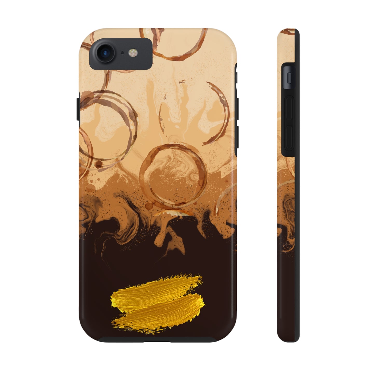 Abstract Coffee & Gold Brushstrokes - iPhone Case