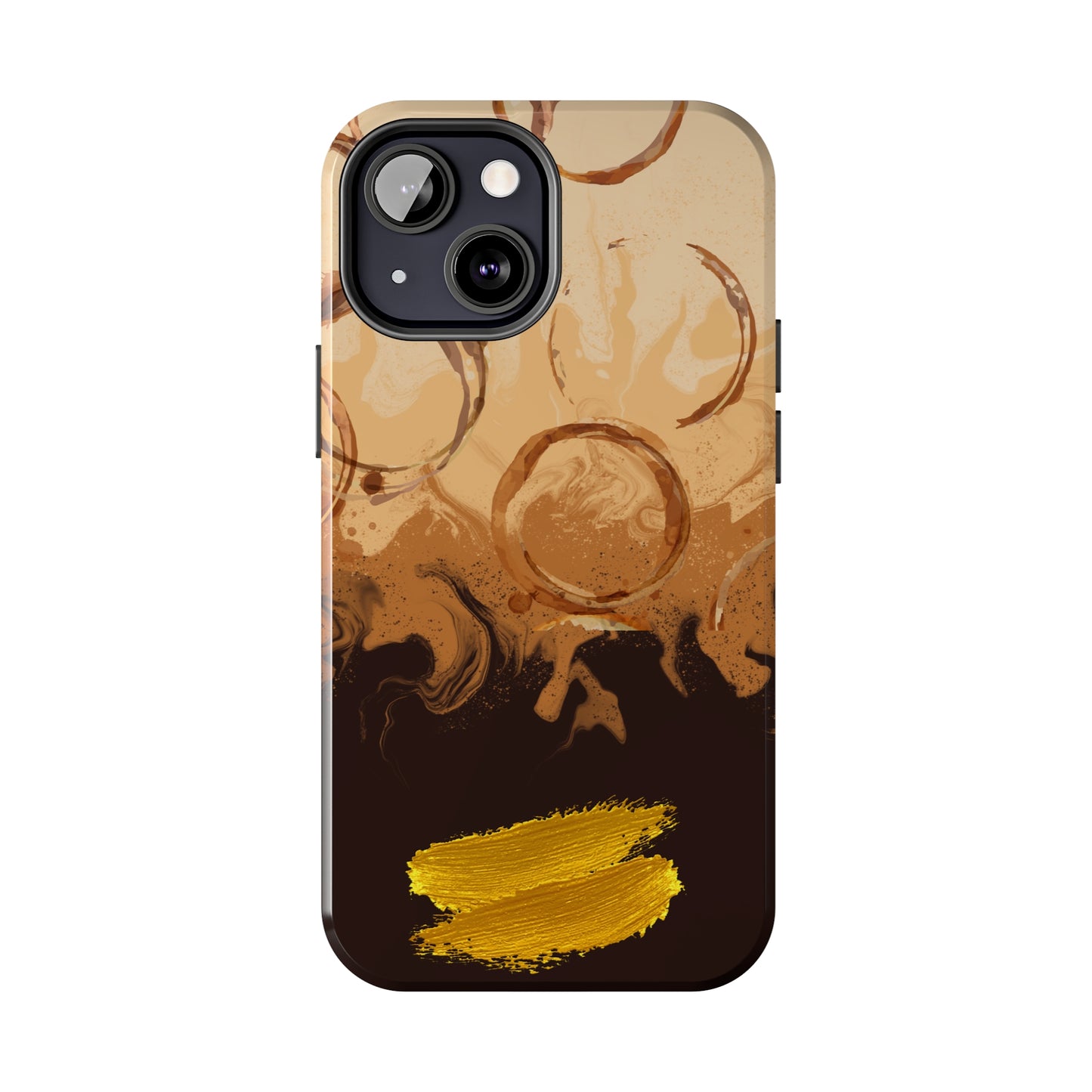 Abstract Coffee & Gold Brushstrokes - iPhone Case