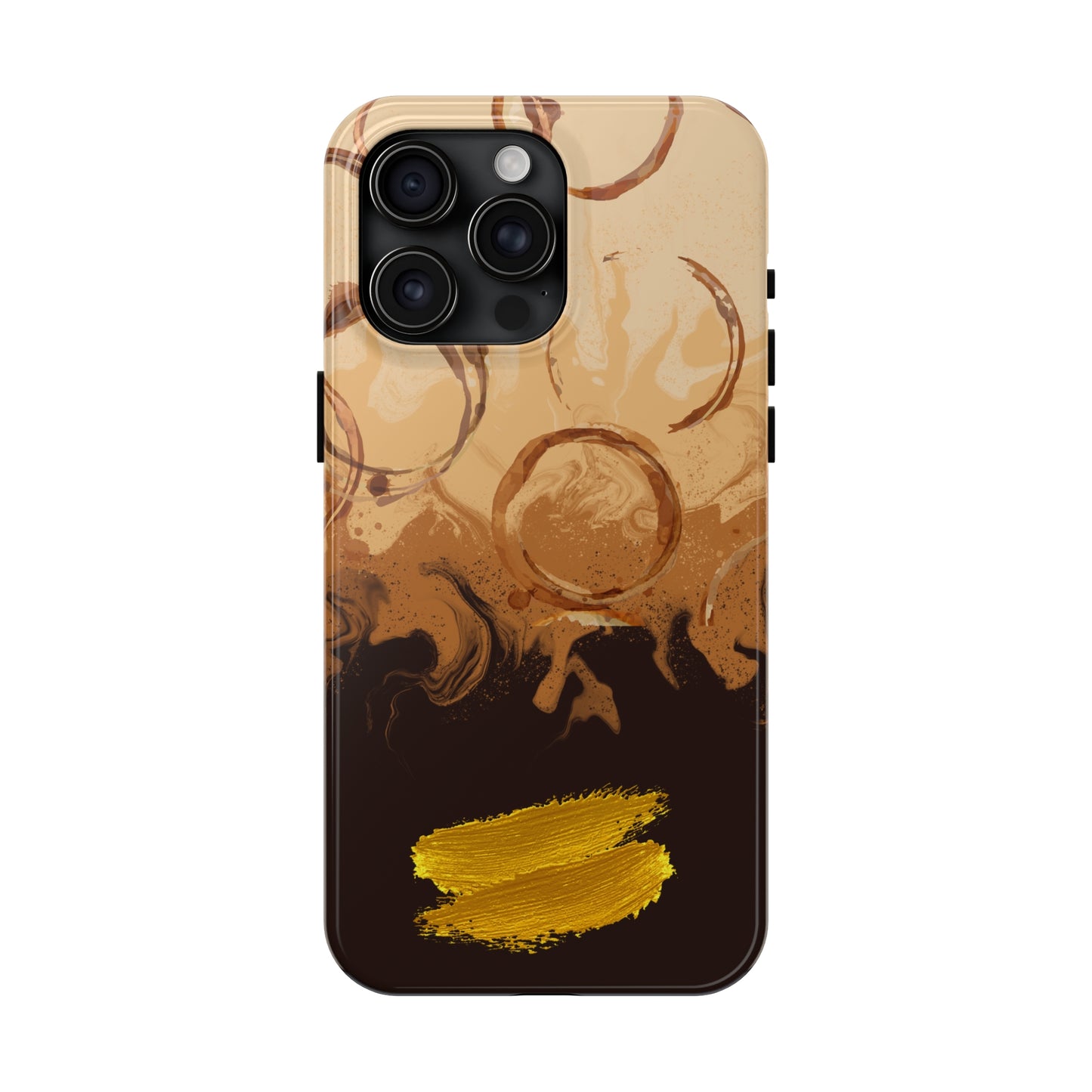 Abstract Coffee & Gold Brushstrokes - iPhone Case
