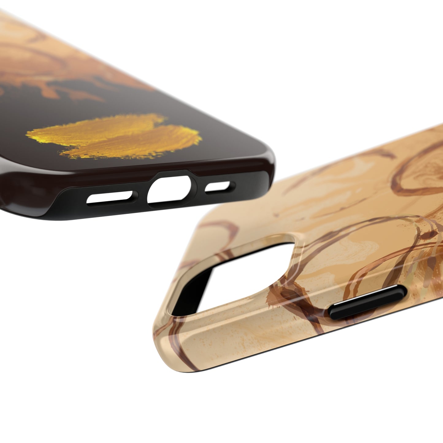 Abstract Coffee & Gold Brushstrokes - iPhone Case