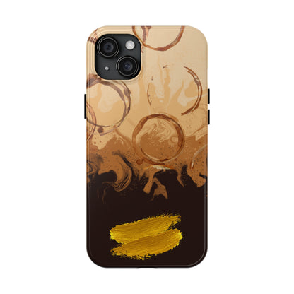 Abstract Coffee & Gold Brushstrokes - iPhone Case