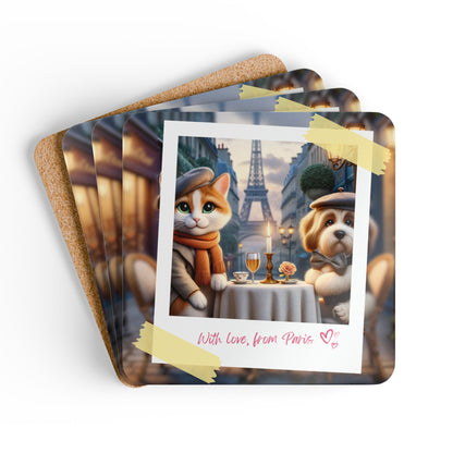 Parisian Paws - Corkwood Coaster Set