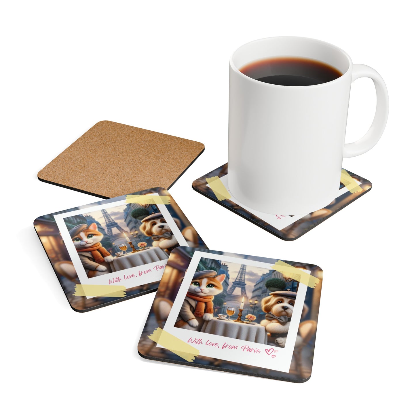 Parisian Paws - Corkwood Coaster Set