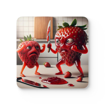 Strawberry Skirmish - Corkwood Coaster Set