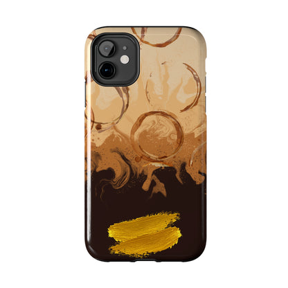 Abstract Coffee & Gold Brushstrokes - iPhone Case